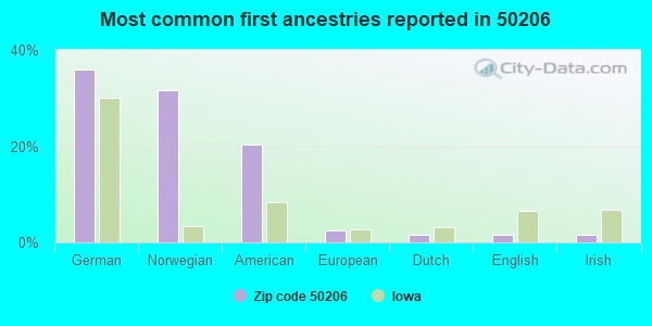 Most common first ancestries reported in 50206