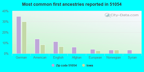 Most common first ancestries reported in 51054