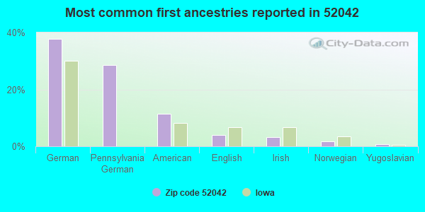 Most common first ancestries reported in 52042