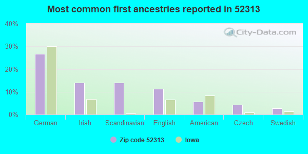 Most common first ancestries reported in 52313
