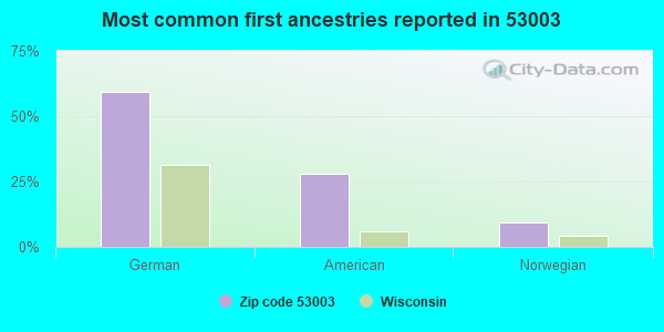 Most common first ancestries reported in 53003