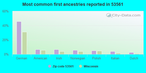 Most common first ancestries reported in 53561