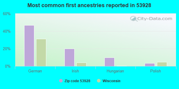 Most common first ancestries reported in 53928