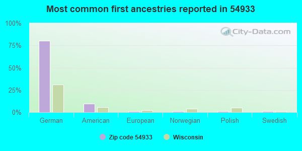 Most common first ancestries reported in 54933