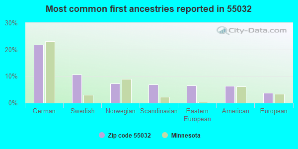 Most common first ancestries reported in 55032