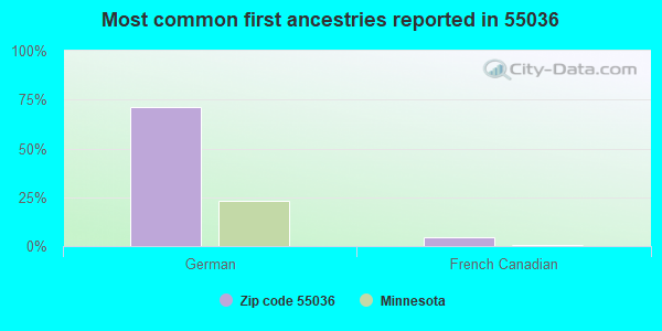 Most common first ancestries reported in 55036