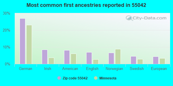 Most common first ancestries reported in 55042