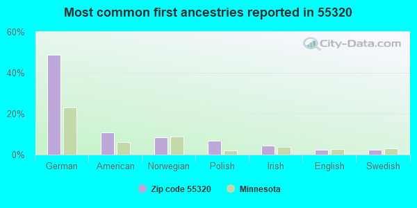 Most common first ancestries reported in 55320