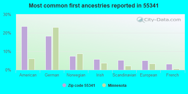 Most common first ancestries reported in 55341