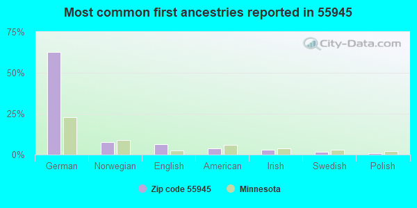 Most common first ancestries reported in 55945
