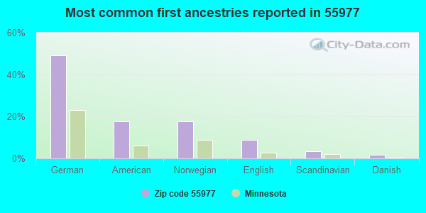 Most common first ancestries reported in 55977