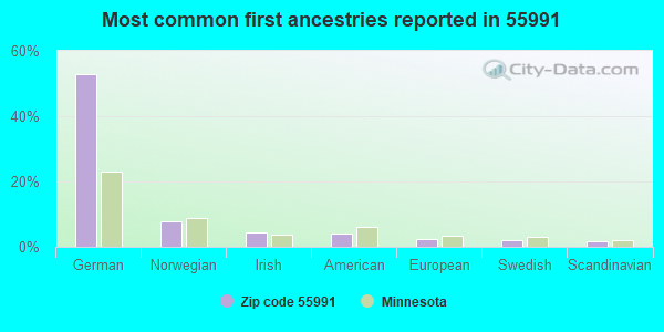 Most common first ancestries reported in 55991