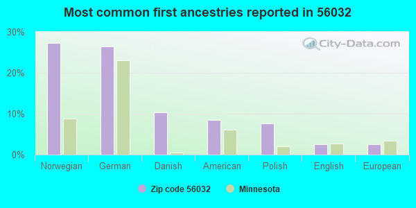 Most common first ancestries reported in 56032