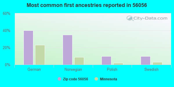Most common first ancestries reported in 56056