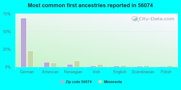 Most common first ancestries reported in 56074