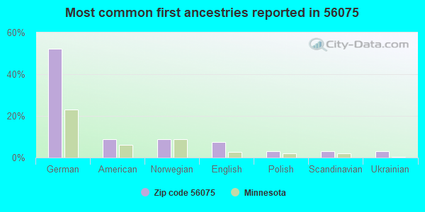 Most common first ancestries reported in 56075