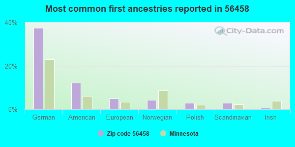 Most common first ancestries reported in 56458
