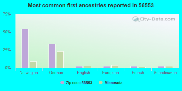 Most common first ancestries reported in 56553