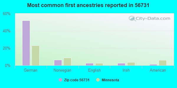 Most common first ancestries reported in 56731