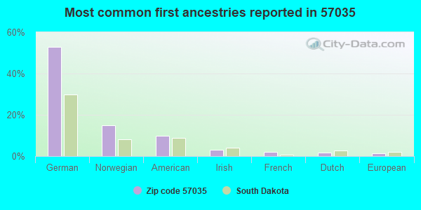 Most common first ancestries reported in 57035