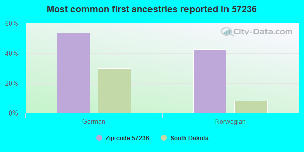 Most common first ancestries reported in 57236
