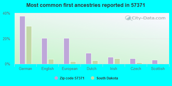 Most common first ancestries reported in 57371