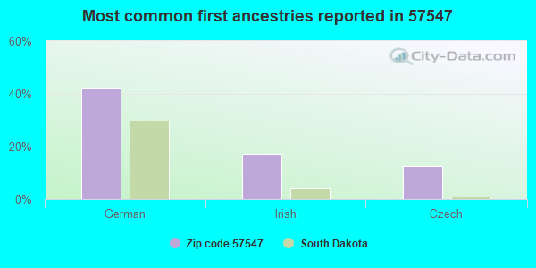 Most common first ancestries reported in 57547