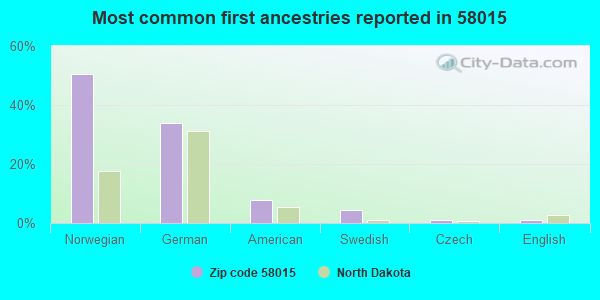 Most common first ancestries reported in 58015