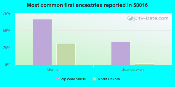 Most common first ancestries reported in 58016