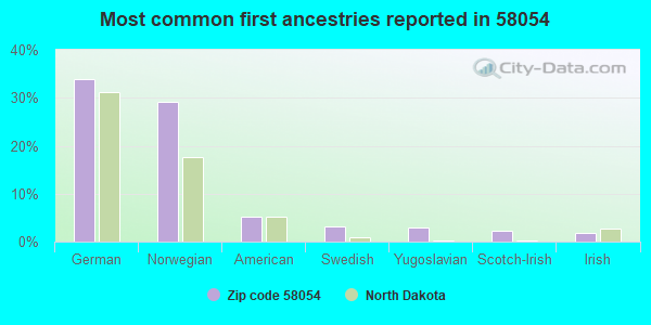 Most common first ancestries reported in 58054