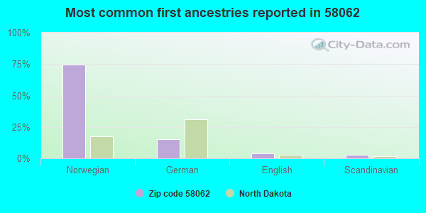 Most common first ancestries reported in 58062