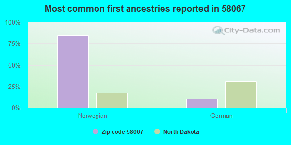 Most common first ancestries reported in 58067