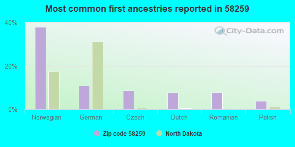 Most common first ancestries reported in 58259