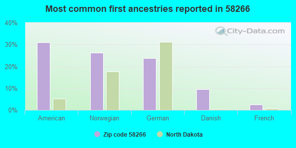 Most common first ancestries reported in 58266