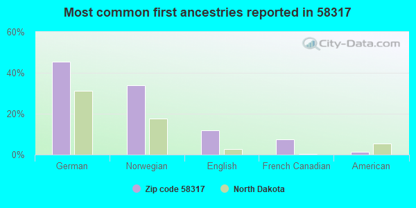 Most common first ancestries reported in 58317