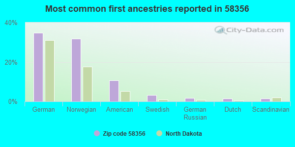 Most common first ancestries reported in 58356