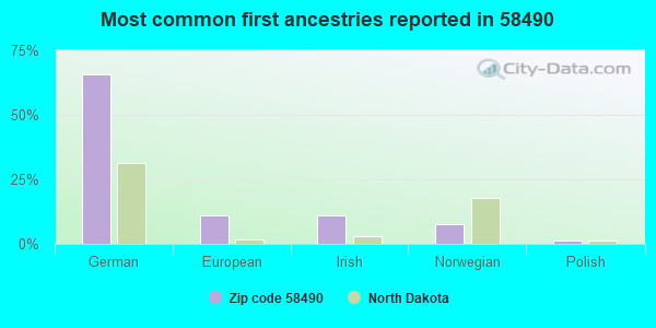 Most common first ancestries reported in 58490