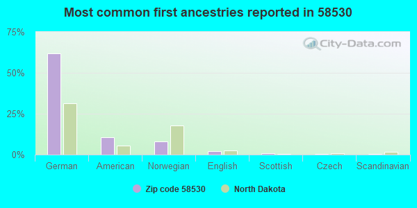 Most common first ancestries reported in 58530