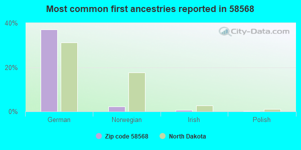 Most common first ancestries reported in 58568