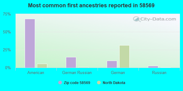 Most common first ancestries reported in 58569