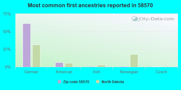 Most common first ancestries reported in 58570