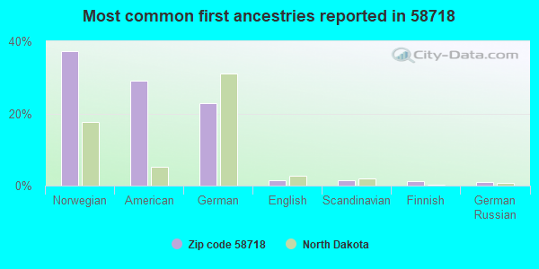 Most common first ancestries reported in 58718