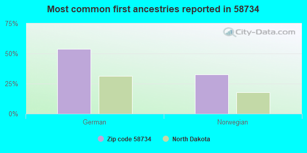 Most common first ancestries reported in 58734