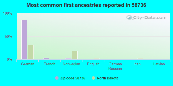 Most common first ancestries reported in 58736