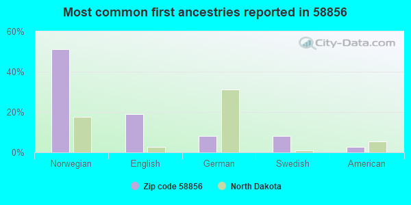 Most common first ancestries reported in 58856