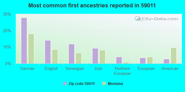 Most common first ancestries reported in 59011