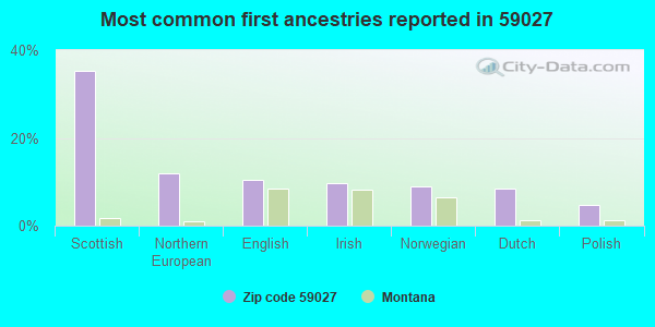 Most common first ancestries reported in 59027