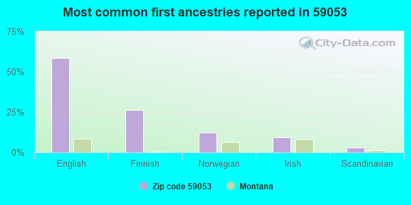 Most common first ancestries reported in 59053