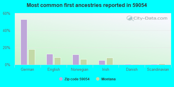 Most common first ancestries reported in 59054