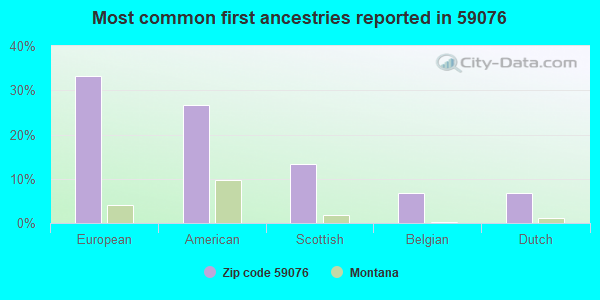 Most common first ancestries reported in 59076